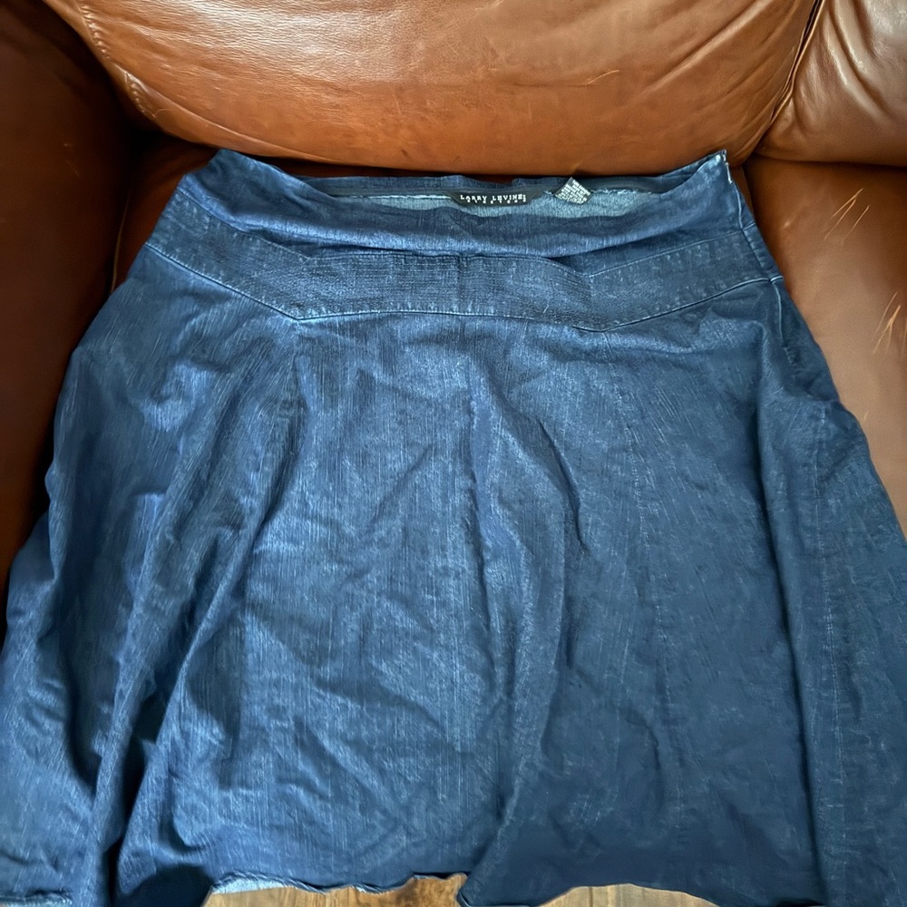 Larry Levine A-Line Denim Skirt With Stretch